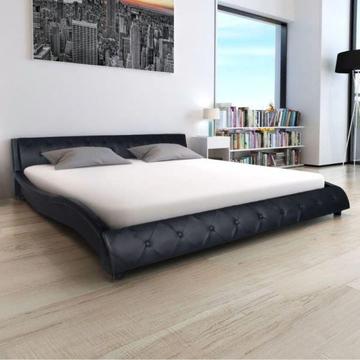 vidaXL Rama łóżka 140x200cm, sztuczna skóra, czarna (243133)