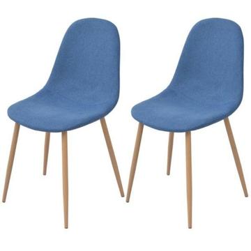 vidaXL Krzesło do jadalni 2 szt., tapicerowane tkaniną, niebieską (243872)