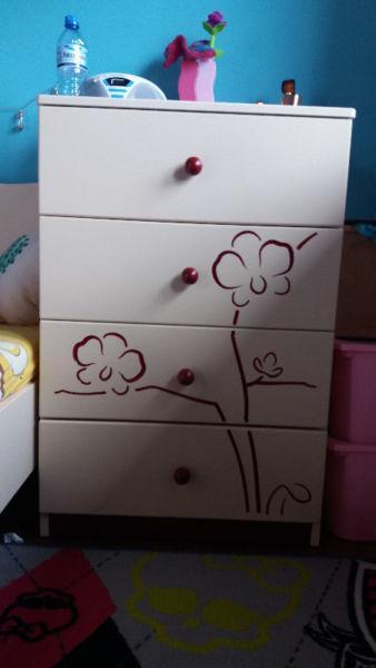 Komoda dla dziewczynki* pokój dziecięcy* Meblik orchidea kremowy