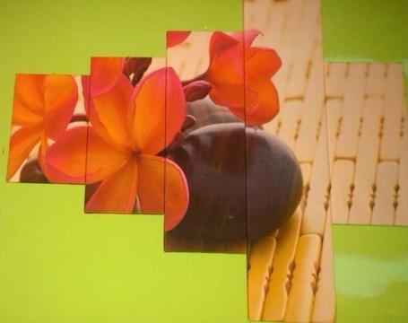 Obraz tryptyk - kwiat- 120 cm x 100 cm TANIO