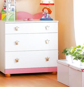 Komoda dziecięca KSIĘŻNICZKA biel/róż dla dziewczynki meble pokój dziecięcy opcjonalnie zestaw