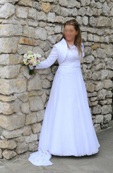 Śliczna śnieżno-biała suknia ślubna 2018 rozmiar 40