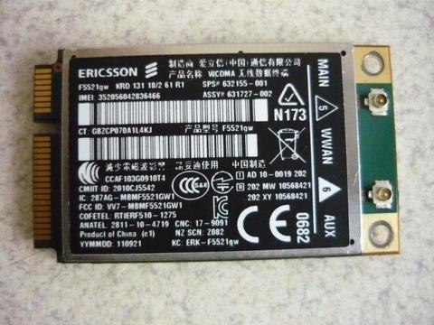 Sprawny w 100% modem WWAN 3G Ericsson F5521gw do laptopów HP 2560p 2570p okazja tanio