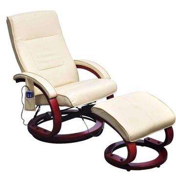 Fotel TV, elektryczny fotel do masażu w kolorze kremowym (240066)