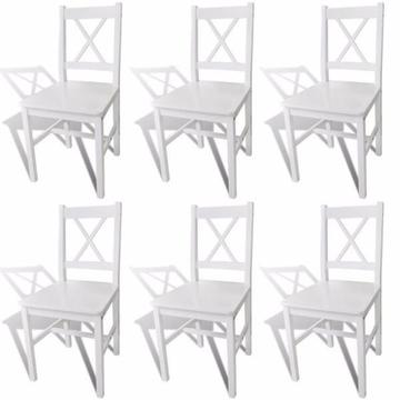 Krzesło do jadalni białe drewno 6 szt (271496)