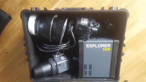 generator akumulatorowy bowens Explorer 1500 + 2 lampy + skrzynia Peli