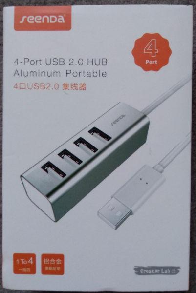 Hub USB 2.0 Seenda 4-porty srebrny aluminiowy