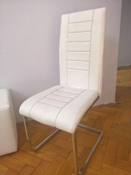 4 szt. - Eleganckie krzesło z białej ekoskóry