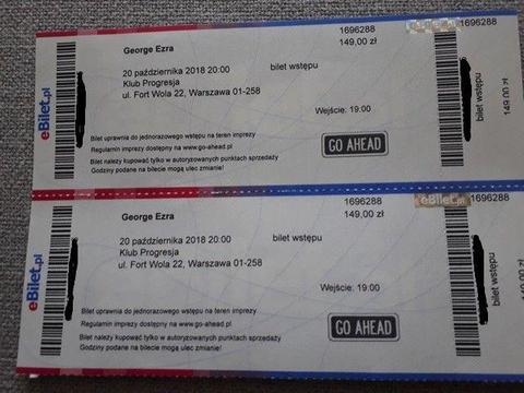 2 bilety na koncert George EZRA-Warszawa