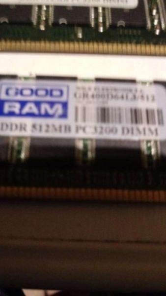 Pamięć RAM DDR, 2x512 MB plus 256 MB PC3200, 400MHz
