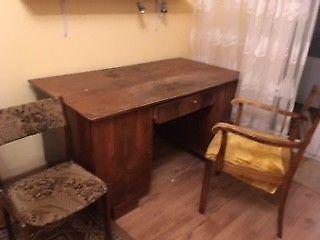 biurko retro z krzesłem do odnowienia