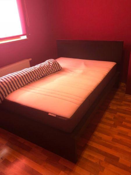 Łóżko drewniane dwuosobowe IKEA MALM 160x200 z materacem HOVAG