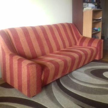 Kanapa sofa 3-osobowa - wypoczynek bordowo-pomarańczowy