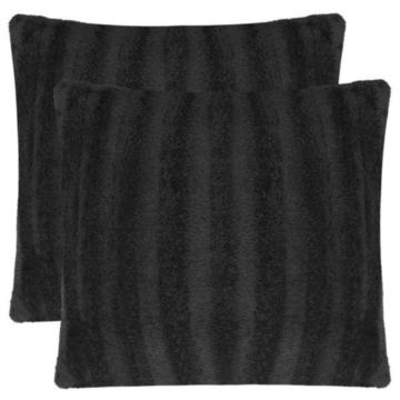 vidaXL Poszewki na poduszki 40x40 cm, 2 szt., sztuczne futro, czarne (131868)