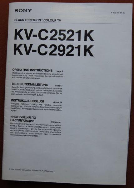 Instrukcja obsługi i schemat Sony KV-C2521K KV-C2921K