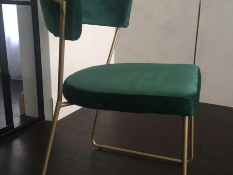 Komplet 2 krzeseł NOWE zielone złota rama Art deco loft