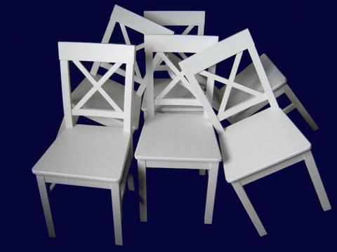 Białe, drewniane krzesło krzyżowe, Prowansja, NAJTANIEJ