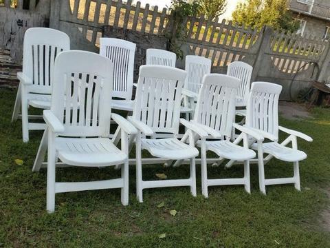 Białe Krzesła ogrodowe plastik tworzywo składane regulacje