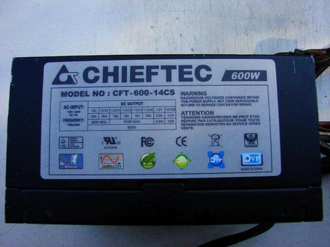 Zasilacz Chieftec 600 wat , idealny do komputera inne mocne modele