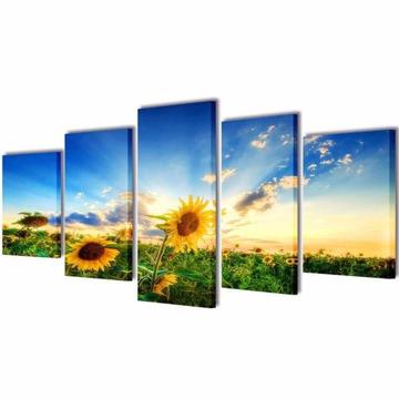 Zestaw obrazów Canvas 100 x 50 cm Słoneczniki (241572)