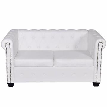vidaXL Dwuosobowa sofa Chesterfield, biała (242371)