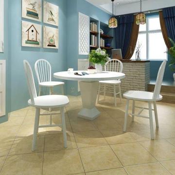 vidaXL Krzesła do jadalni, 4 szt., drewniane, okrągłe, białe (242027)