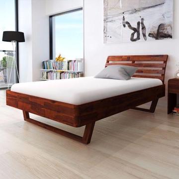 vidaXL Rama łóżka z drewna akacjowego 140x200 cm, brązowa (244457)