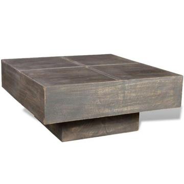 Czarny stolik do kawy w stylu antycznym z drewna mango kwadratowy (241133)