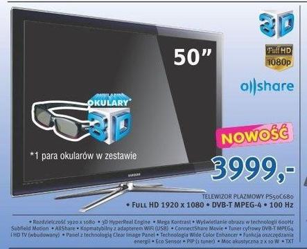 TV Plazma 50 cali 3D Full Hd 600 Hz Samsung PS50C680 internet