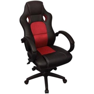vidaXL Krzesło biurowe w stylu sportowym ze sztucznej skóry czerwone (242894)