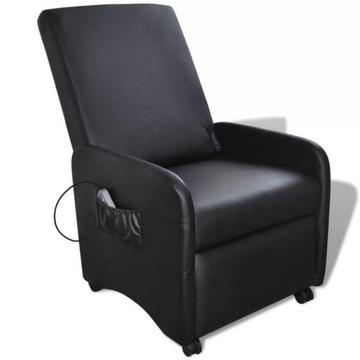 vidaXL Fotel masujący z eko-skóry, elektryczny (241683)