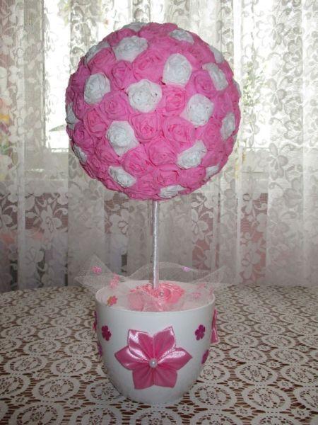 Różowe drzewko kwiat na prezent, imieniny, urodziny, ślub, wesele - handmade