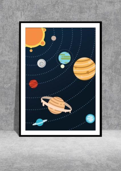 Plakat Roll Up 100x150 cm Dekoracje Kosmos Grafika Planety