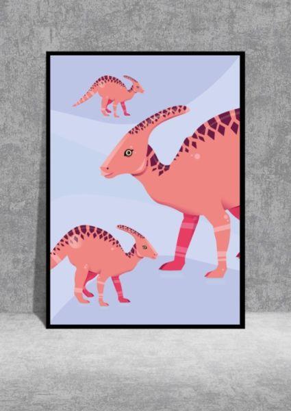 Plakat Pokój Dziecięcy Dinozaury Poster Samoprzylepny 100x150 cm