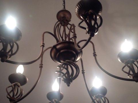 Żyrandol, 6 ramienny, lampa sufitowa, wisząca, vintage, retro