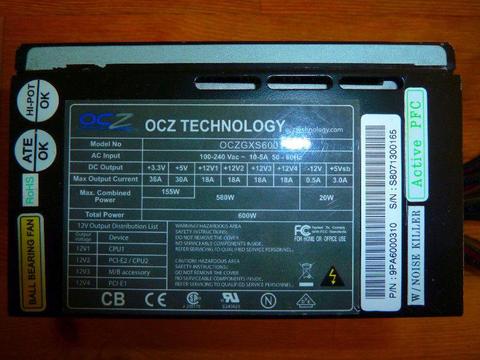 Zasilacz OCZ 600 wat , idealny do komputera i inne mocne firmowe modele