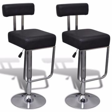 2 czarne, regulowane stołki barowe z oparciem(241459)