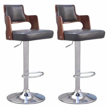 2 kwadratowe krzesła barowe z oparciem drewno i czarny materiał(242204)