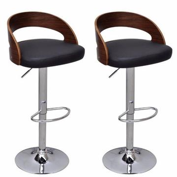 2x Nowoczesne krzesła barowe Z drewnianym oparciem Regulowana Wysokość(241689)
