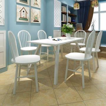 6 drewnianych, okrągłych krzeseł do jadalni w kolorze białym(272090)