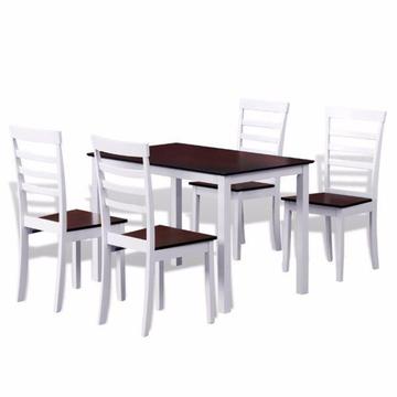 Zestaw do jadalni/kuchni stół i 4 krzesła Brąz+Biel(271910)