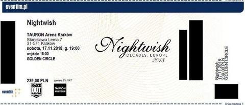 Bilet Nightwish, Golden Circle, Tauron Arena