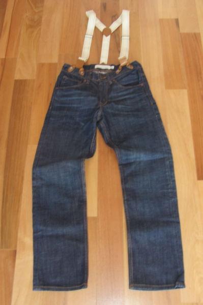 H&M, z szelkami, spodnie jeans na 146, typu boyfriend, NOWE
