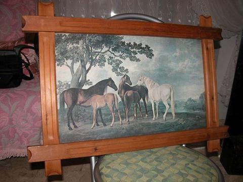 obraz w drewnianej ramie konie 74/54cm