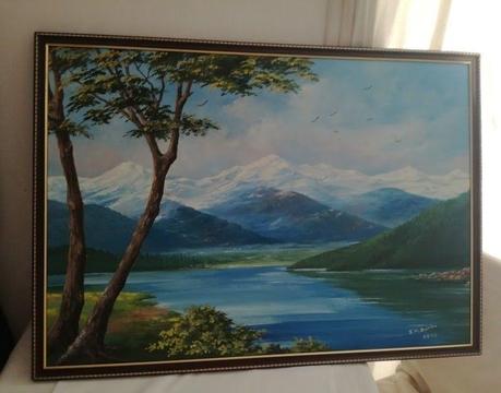 Mam do sprzedania za 600zł, przepiękny obraz, olejny, oprawiony, pt. „ Alpy latem