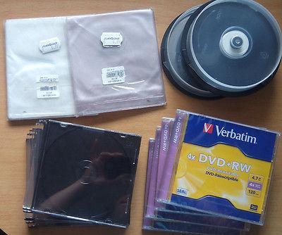 NOWE płyty DVD+RW Verbatim plastikowe obudowy do płyt koszulki do płyt wkładki do case różne inne