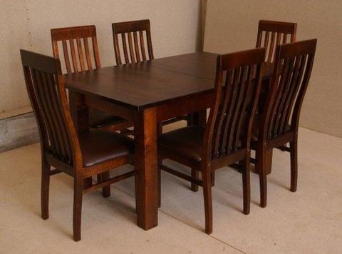 6 krzeseł i drewniany STÓŁ 160/90 rozkładany do 250 cm