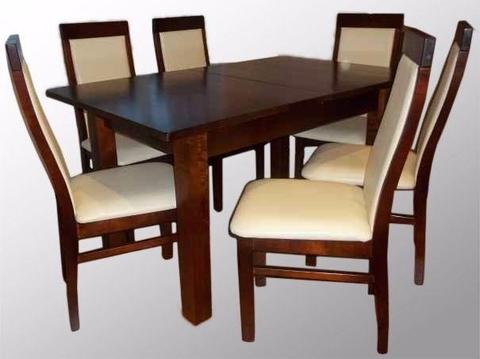 Stół z drewna 160 cm / 90 rozkładany do 250 cm i 8 krzeseł