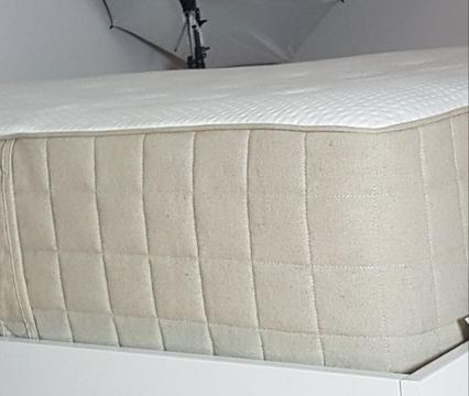 Materac - 140 x 200cm, sprężyny kieszeniowe, twardy, naturalny, IKEA