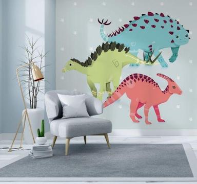 Samoprzylepna Fototapeta 250x250cm Pokój Dziecięcy Dekoracje Ozdoby Dinozaury